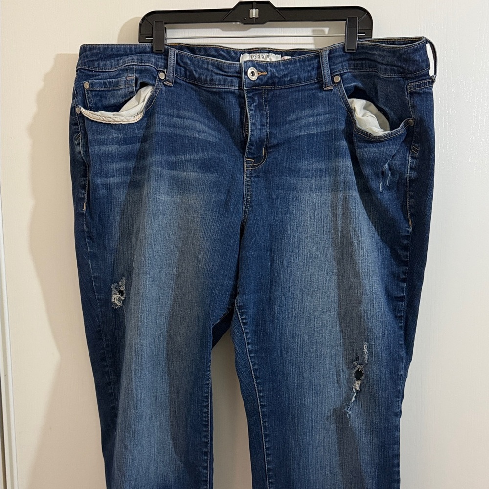 Torrid Blue Distressed Boyfriend Jeans